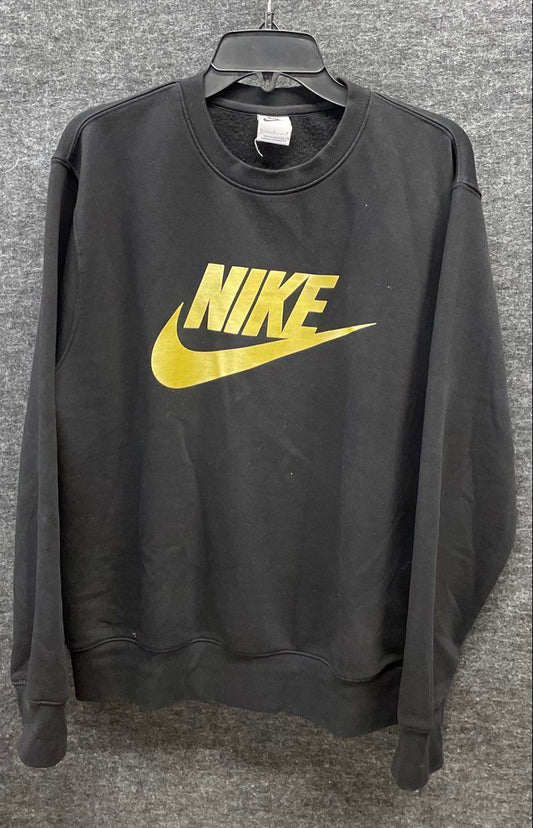 Nike Men's Black Gold Graphic Logo Crewneck Sweatshirt Size M