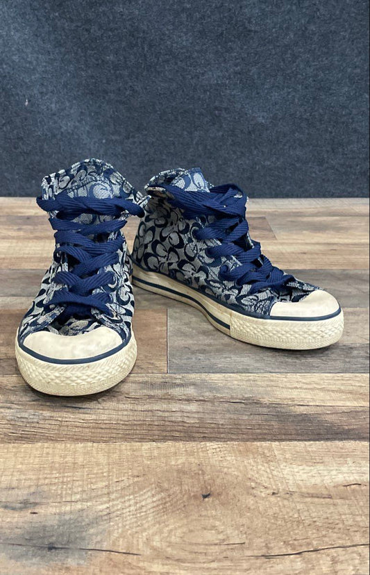 Xeyes Blue Monogram Logo High Top Fashion Sneakers Size 6.5