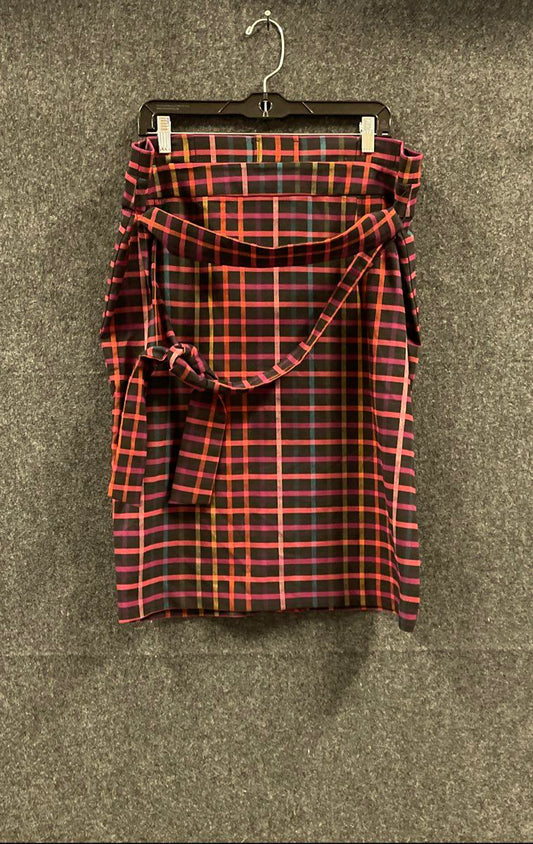New York And Company Women's Plaid Tie Waist Skirt Black Multicolor NWT Sz 18