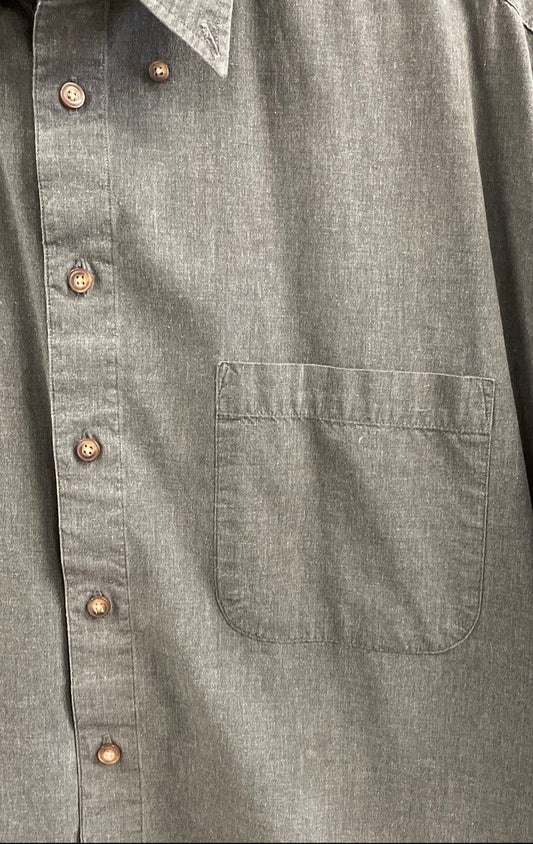 Vintage 90s Club Room Men's Gray Cotton Button Down Shirt Sz 17 32/33