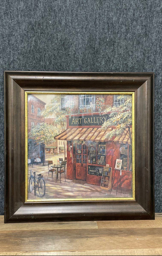 Ruane Manning "Doug's Art Gallery" Print Signed European Street Scene Framed Art