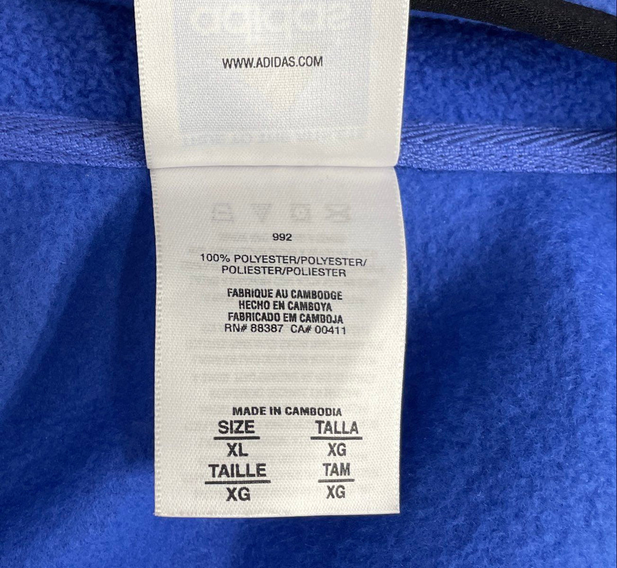 Vintage Y2K Adidas Men's Blue Full Zip Fleece Vest Pocket Mock Neck Sz XL
