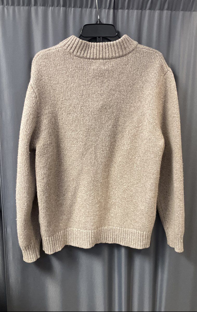 L.L. Bean Men's Beige 100% Lamb's Wool Henley Sweater Size L
