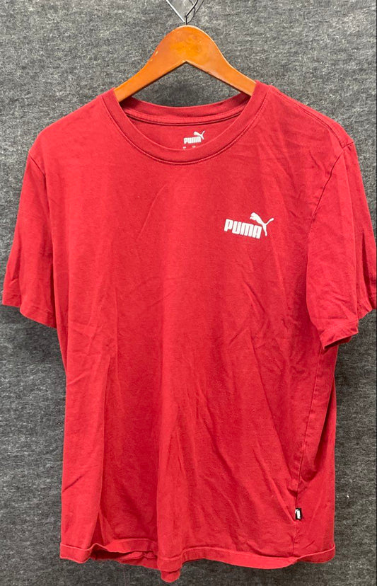 Puma Men's Red Short Sleeve Graphic Logo Tee T-shirt Crewneck Athletic Sz L