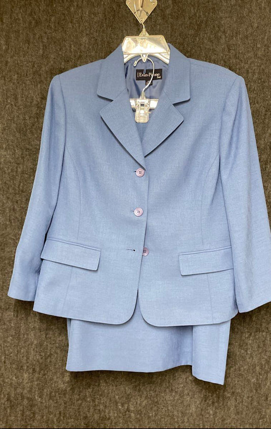 Evan-Picone Women's Blue Two Piece Skirt Suit Vintage Y2K Blazer Pencil Sz 14P