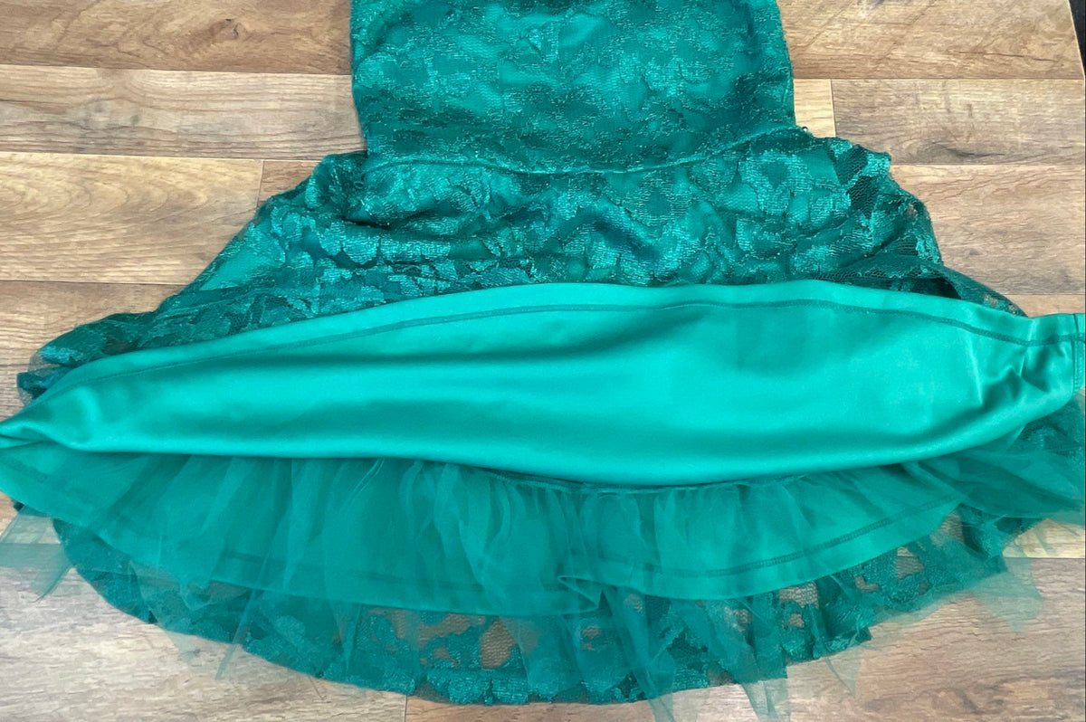 Lily Rose Women's Strapless Emerald Green Floral Lace Dress Size M NWT
