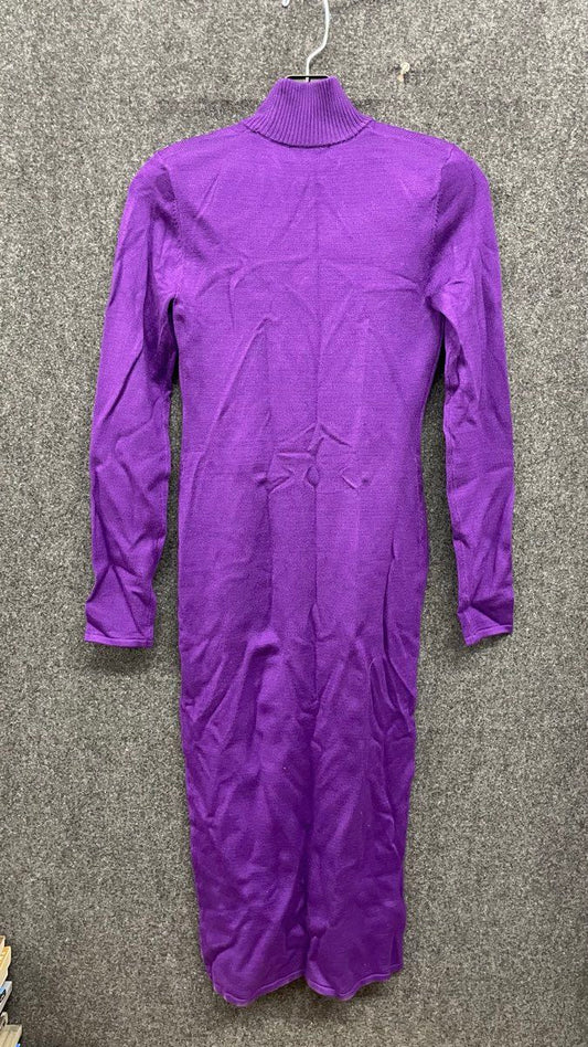 Sergio Hudson Women's Strong Shoulder Sweater Midi Dress Purple Sz XXS