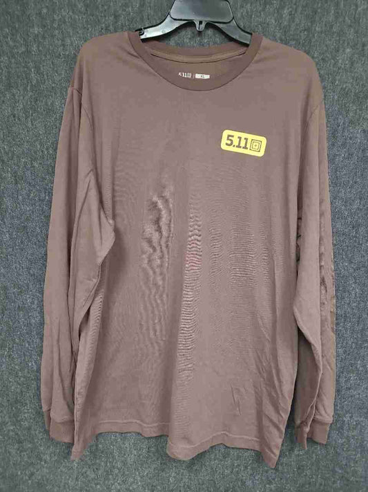5.11 Tactical Men's Brown Long Sleeve Always Be Ready Graphic T-Shirt Sz XL