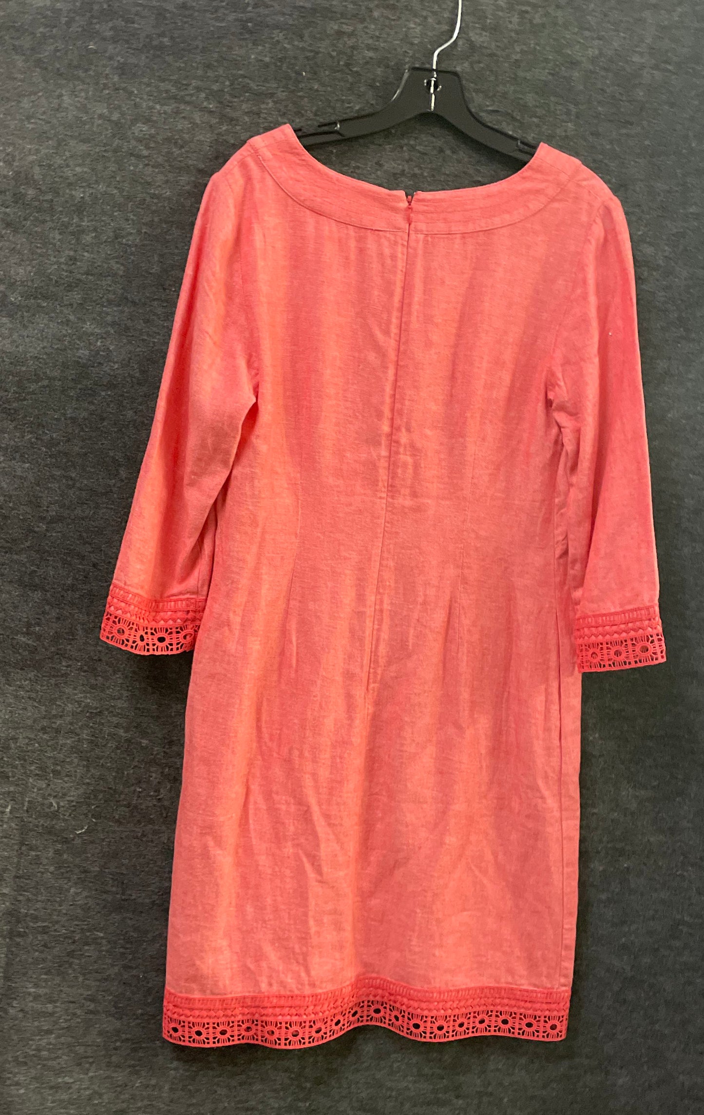 Talbots Women's Coral Pink Lace Trim Shift Dress NWT Sz 6 Textured Summer