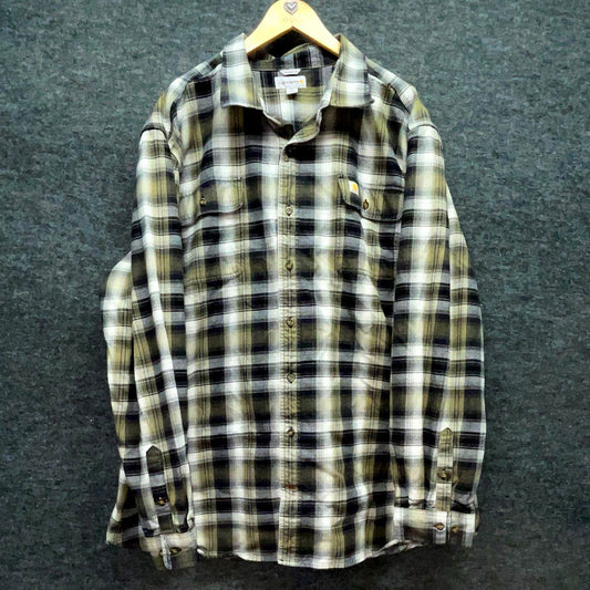 Carhartt Men's Original Fit Flannel Shirt Green Plaid Button Up Sz 3XL Tall