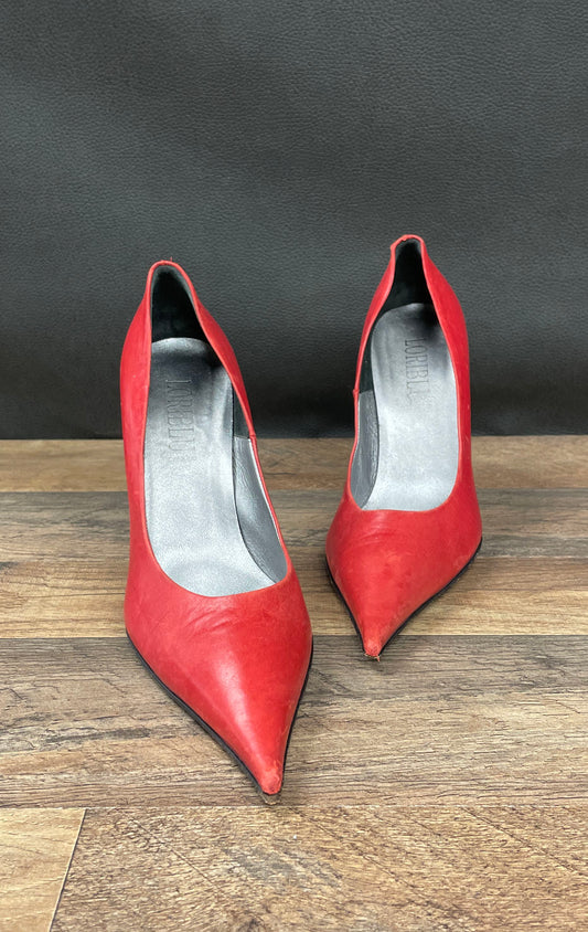 Loriblu Red Leather Pointed Toe Stiletto Pumps Made in Italy Size EU 38