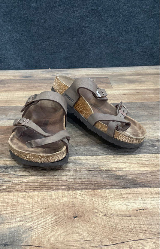 Birkenstock Mayari Brown Strappy Toe Loop Sandals Women's Size 36