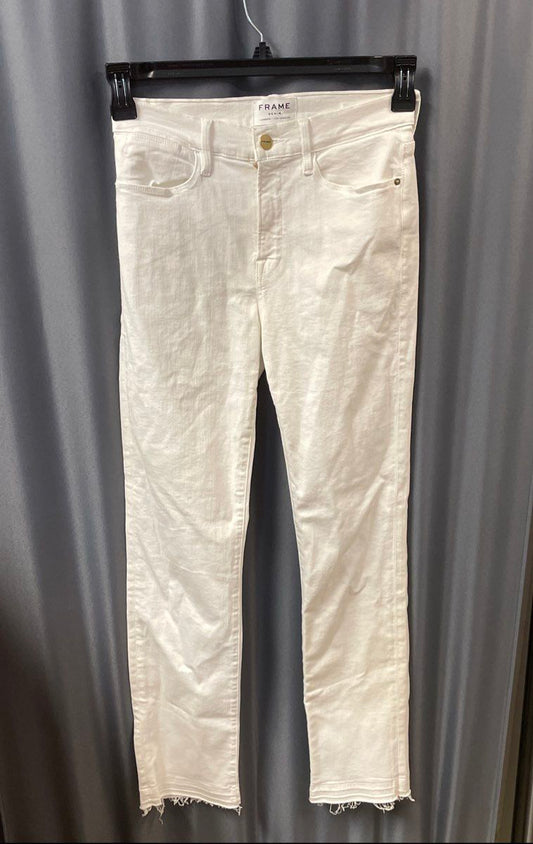 Frame Denim Women's White Le High Straight Raw Hem Jeans Size 28