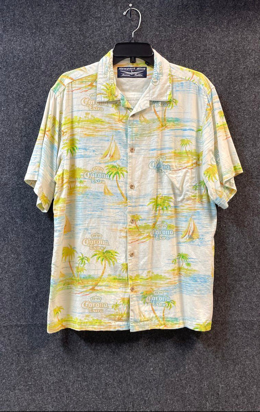 Newport Blue Men's Corona Extra Short Sleeve Button Up Tropical Beach Shirt Sz L