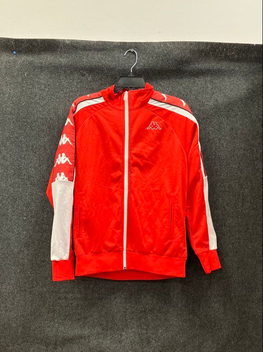 Kappa Men's Full Zip Track Jacket Red White Banda Omini Logo Tape Sleeves