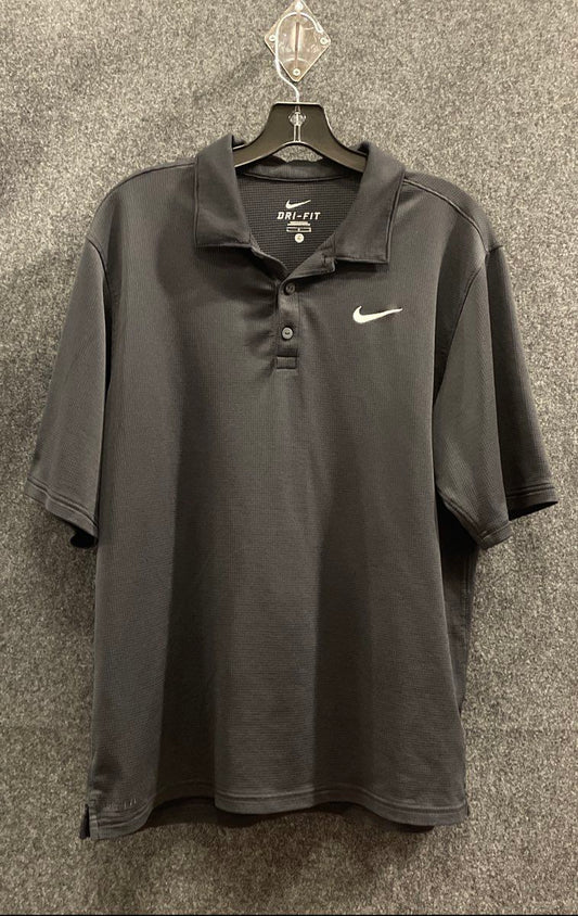 Nike Men's Dri-Fit Black Short Sleeve Textured Athletic Golf Polo Shirt Size L