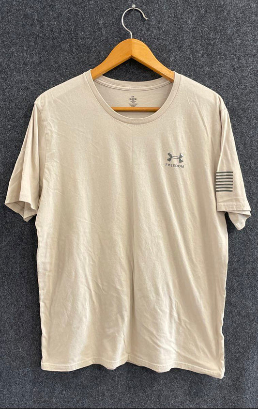 Under Armour Men's Freedom T-Shirt Tan Snake Knives Graphic Flag Sz 2XL