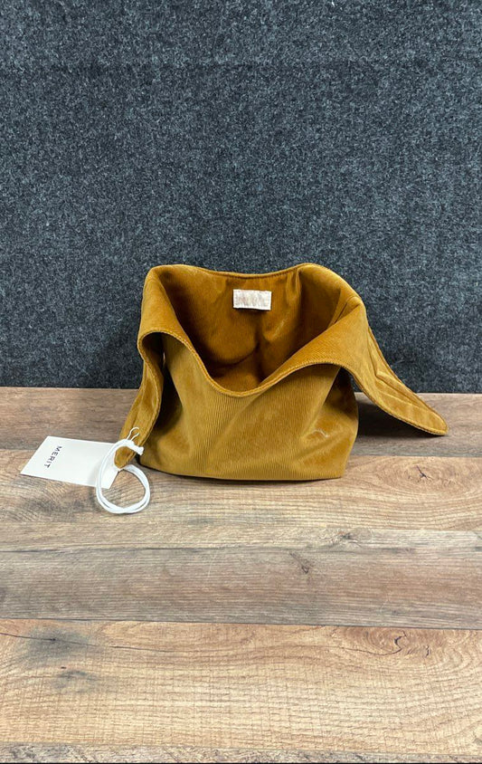 Merit Gold Ochre Corduroy Knot Bag Slouchy Signature Carry Bag Tote NWT