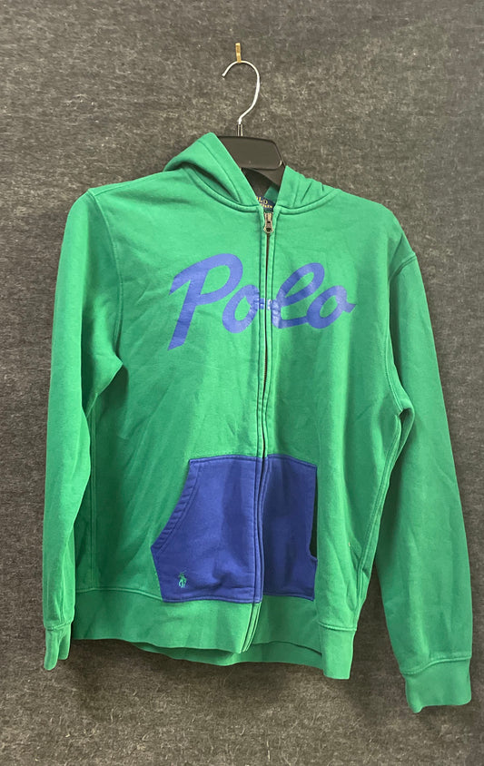 Polo Ralph Lauren Boys Green Blue Script Logo Full Zip Hoodie Sz XL 18-20