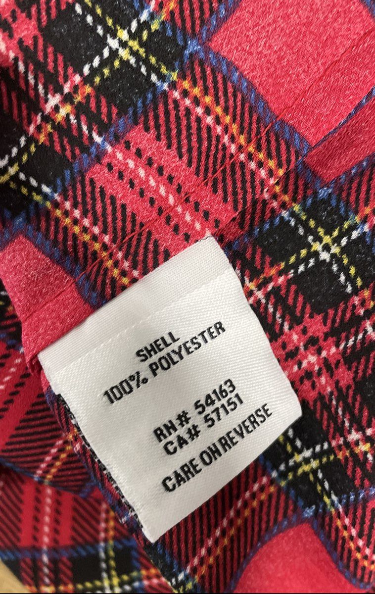Tommy Hilfiger Women's Red Plaid Tie Neck Ruffle Sleeve Blouse Top NWT Sz L