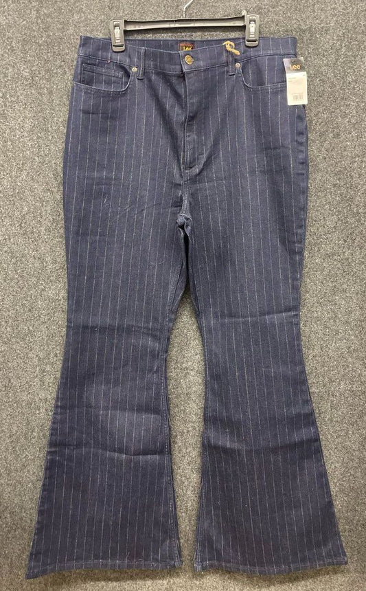 Lee Women's Blue Pinstripe Flare Leg High Rise Jeans Size 35 NWT