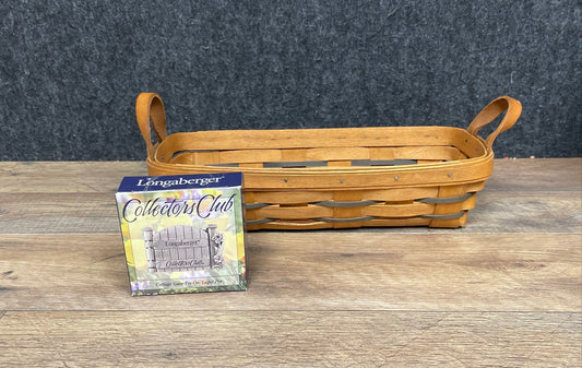 Longaberger Handwoven Basket 1999 & Collectors Club Cottage Gate Pin 2000 Lot