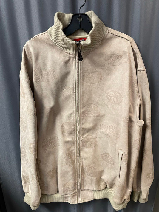 Vintage Y2K Concrete Legends NBA Logos Faux Suede Zip Up Jacket Size L