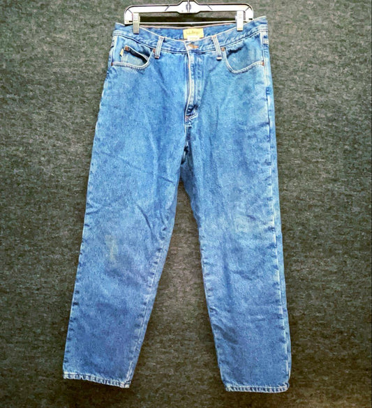 L.L.Bean Men's Blue Flannel Lined Natural Fit Denim Jeans Size 35x30
