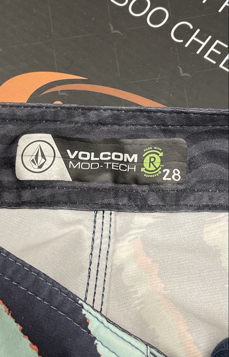 Volcom Men's Mod-Tech Board Shorts Gray Mint Orange Swirl Graphic Size 28