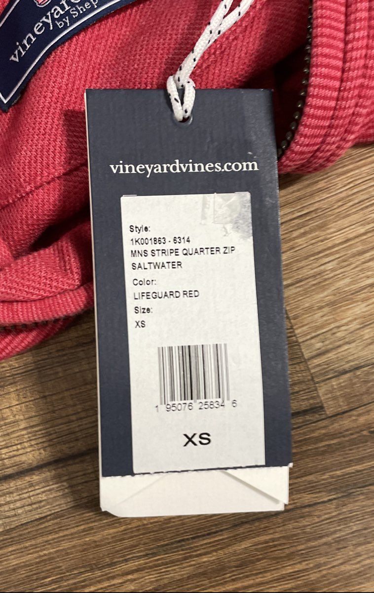 Vineyard Vines Men's Saltwater Stripe Quarter Zip Pullover Jacket Red XS NWT