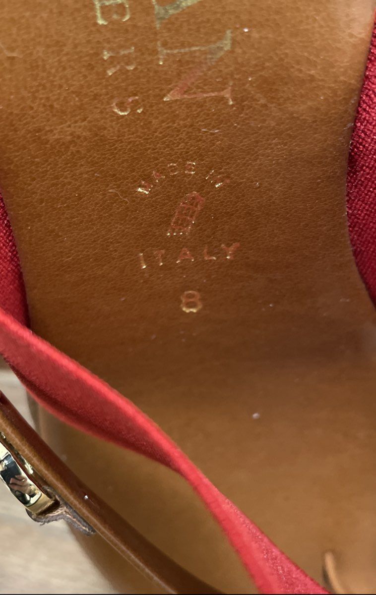 Italian Shoemakers Red Brown Elastic Strap Toe Loop Wedge Sandals Women's Size 8