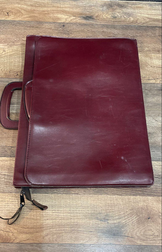 Vintage Samsill 7244 Burgundy Slim Briefcase Zippered Portfolio Handle Bag