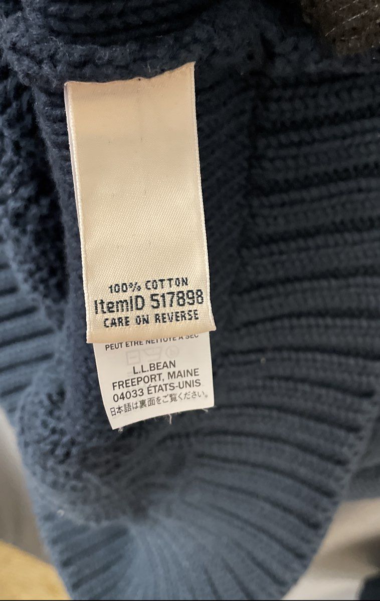 LL Bean Women's Blue Cable Knit 100% Cotton Crewneck Heritage Sweater Sz M