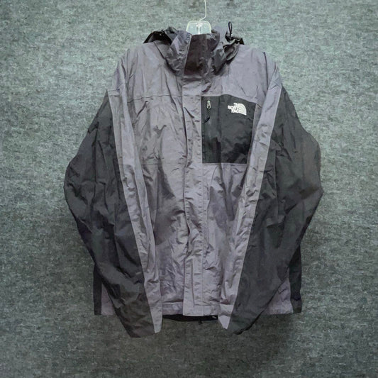 The North Face Men's HyVent Waterproof Jacket Gray Black Colorblock Hooded Sz L