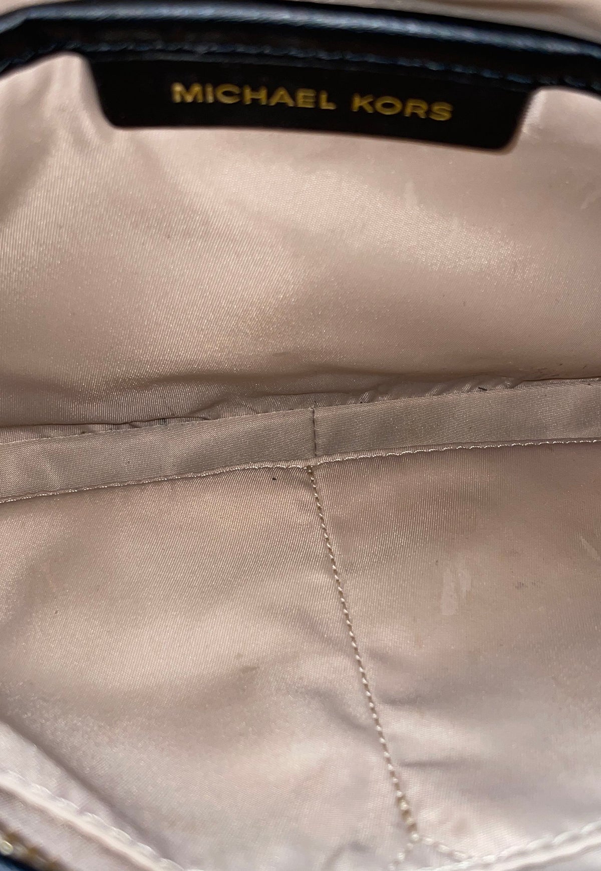 Michael Kors Brown Nylon Chain Camera Crossbody Bag Gold Hardware
