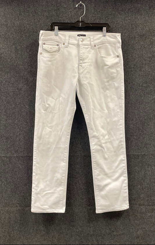 True Religion Men's Ricky Relaxed Straight White Denim Stretch Jeans Sz 34