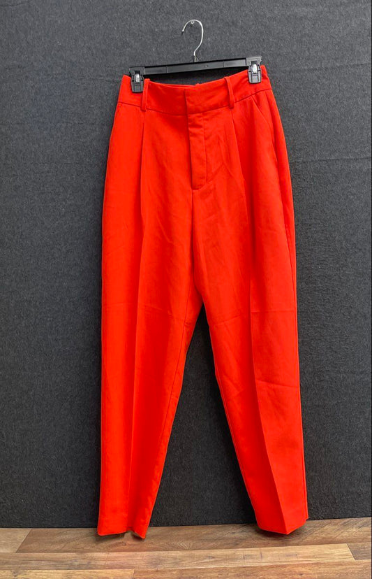 Zara Women's Orange High Waisted Pleated Tapered Trousers Size M NWT