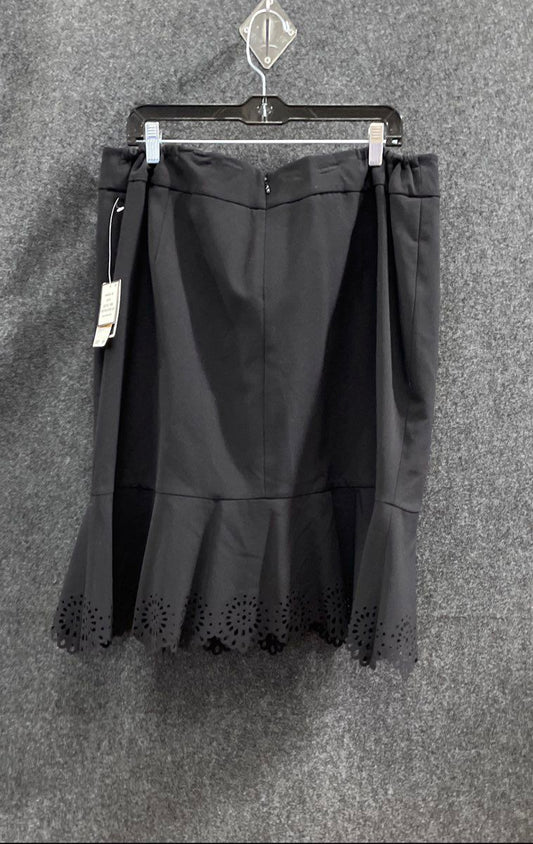 Nine West Women's Black Laser Cut Eyelet Flounce Hem Skirt Sz 16W NWT