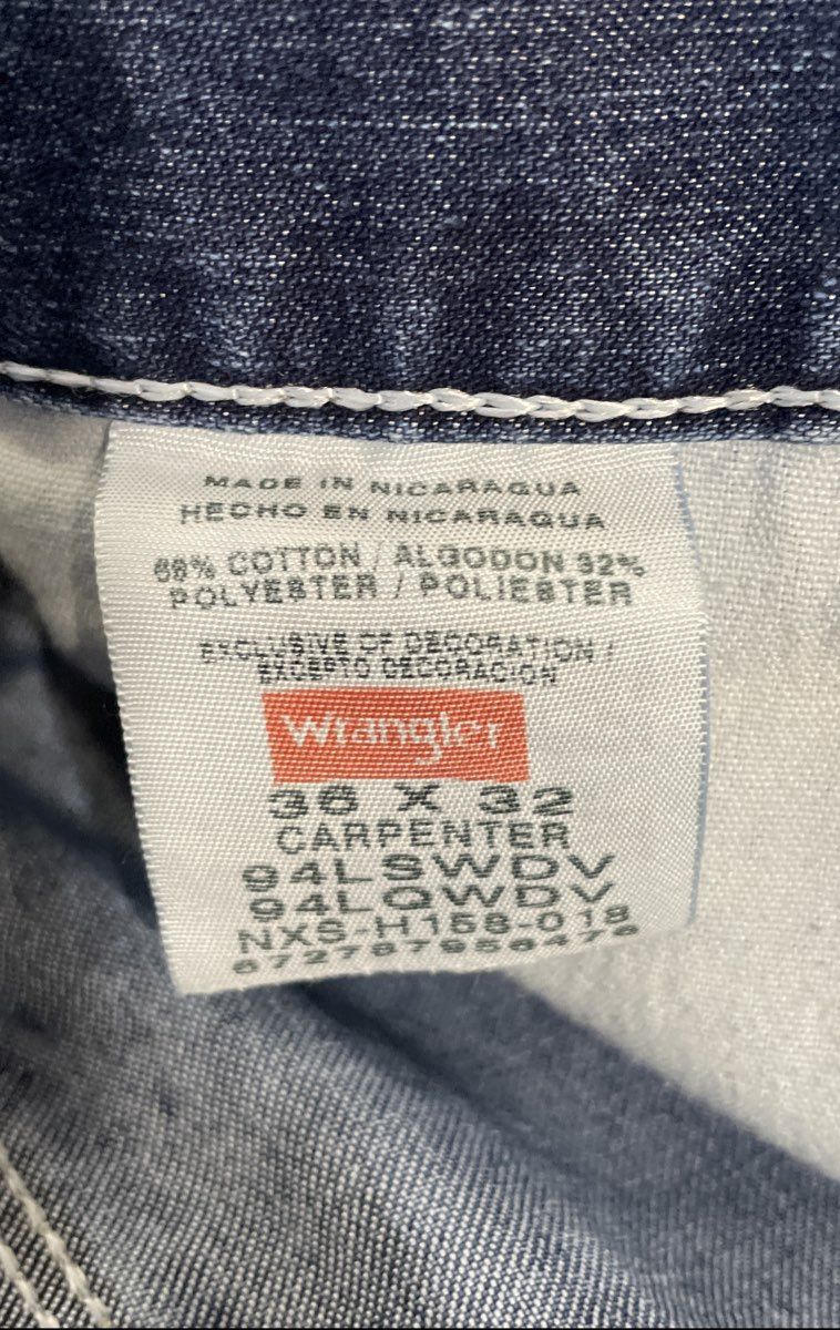 Wrangler Men's Blue Carpenter Jeans Utility Denim Work Pants Size 36x32