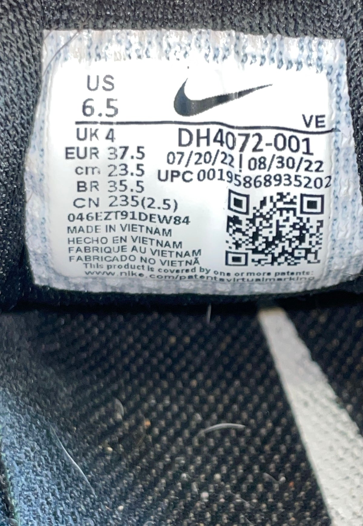 Nike Air Zoom Pegasus 38 Black White Women's Running Shoes Size 6.5