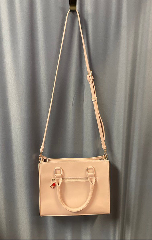 Miztique Dusty Rose Faux Leather Satchel Crossbody Bag Gold Hardware