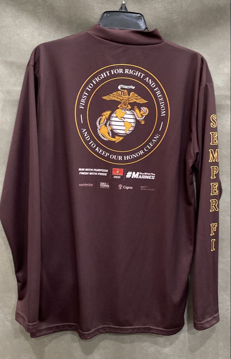 Always Advancing Marine Corps Marathon MCM 10K 2021 1/4 Zip Shirt Unisex Sz L