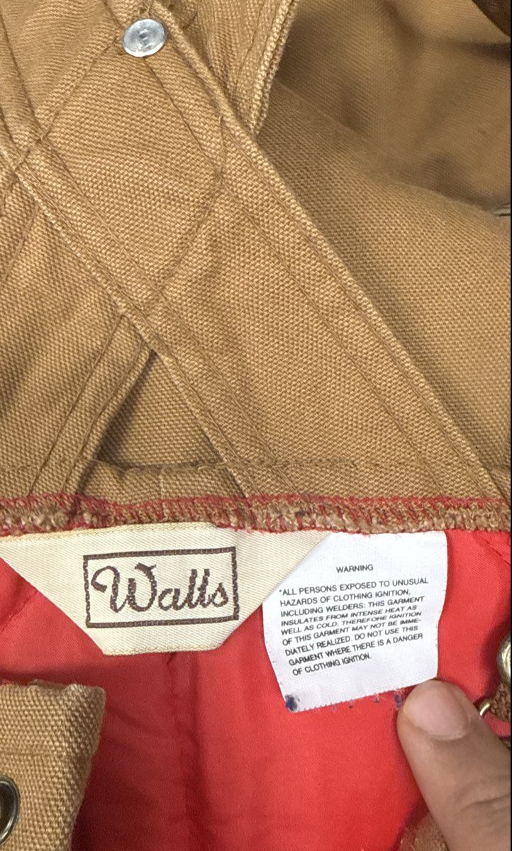 Walls Men's Brown Insulated Duck Bib Overalls Quilt Lined Leg Zips