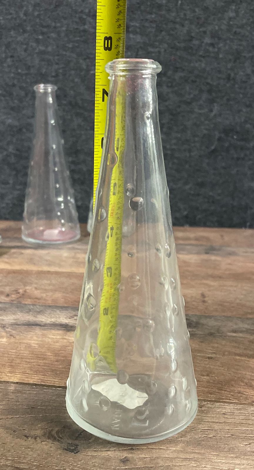 IKEA Glass Hobnail Cone Vase 6 Piece Set Clear Modern Bud Vases 7.5" Tall