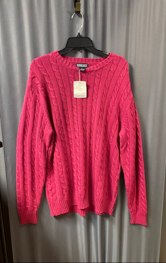 Land's End Men's Pink 100% Cotton Cable Knit Sweater Regular Sz L 42-44 NWT