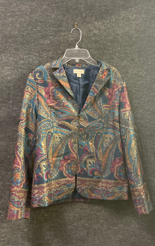Vintage 90s Appleseed's Paisley Tapestry Full Zip Blazer Jacket Sz 10