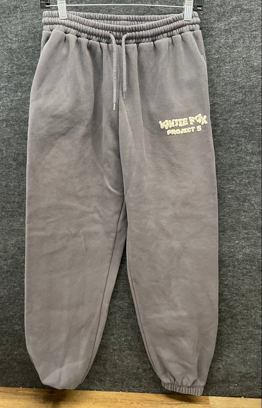 White Fox Women's Project 5 Sweatpants Grey Graphic Fleece Joggers Size S