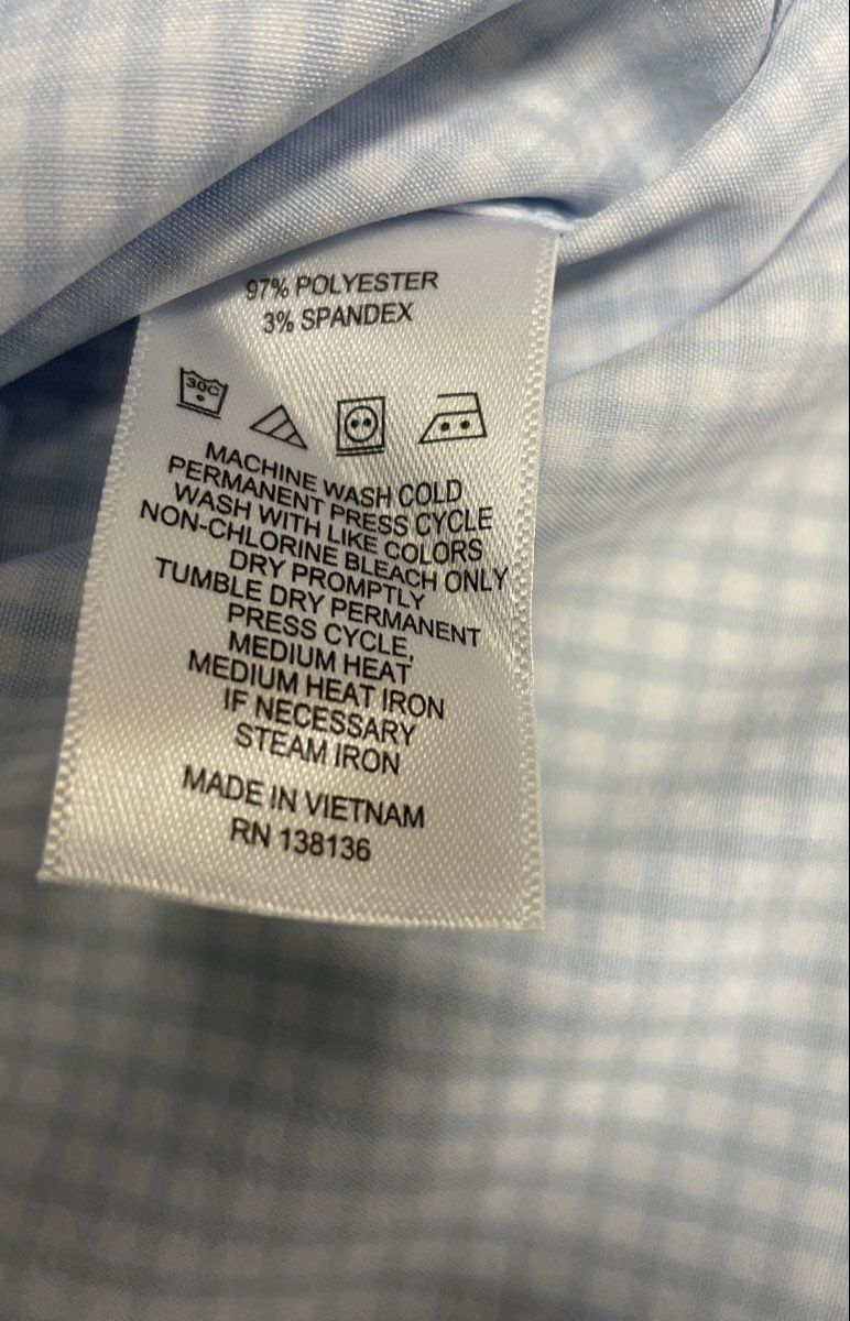 Perry Ellis Portfolio Men's Blue Gingham Stretch Dress Shirt Sz L 16-16.5