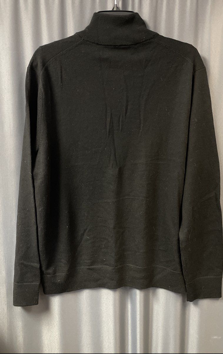 Banana Republic Men's Black Merino Wool Italian Yarn Quarter Zip Sweater Sz L