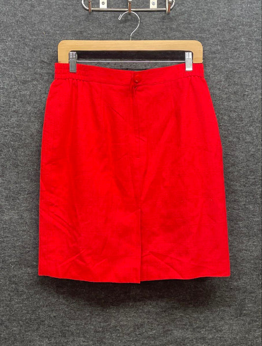 Vintage 90s JCPenney Women's Red Textured Elastic Waist Skirt Sz 12P